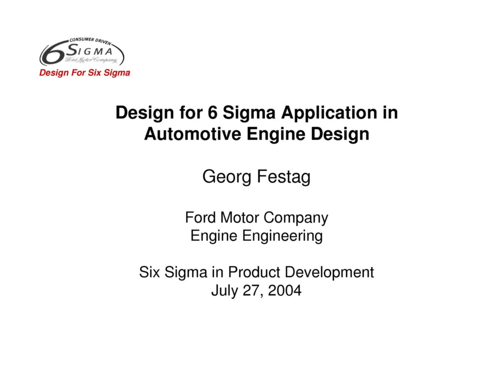 Presentation Automotive Engine Design at Ford Motor Company