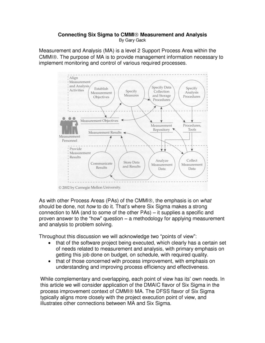 Six sigma whitepaper six sigma cmmi measurement and analysis