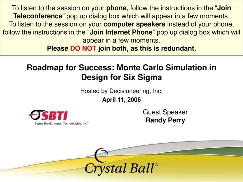 Roadmap for Success: Monte Carlo Simulation in Design for Six Sigma ...