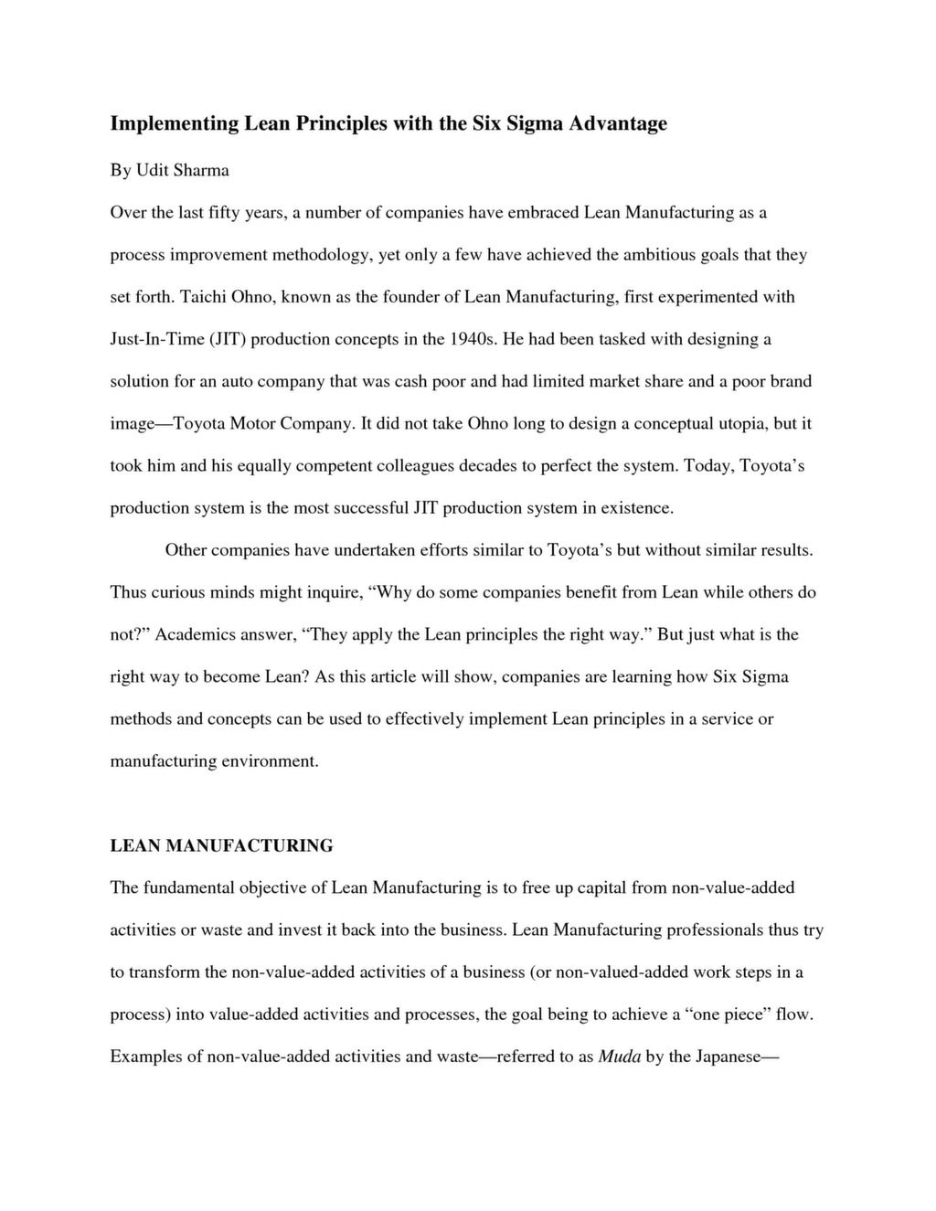 Implementing Lean Principles with the Six Sigma Advantage — ISSSP for ...