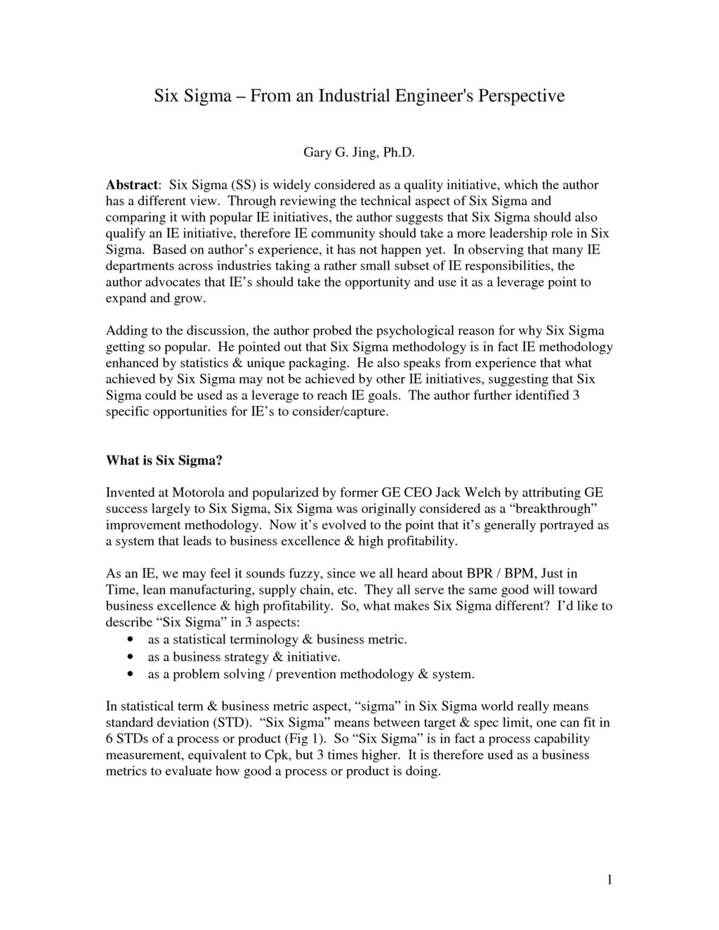 Six Sigma - From an Industrial Engineer's Perspective — ISSSP for Lean ...