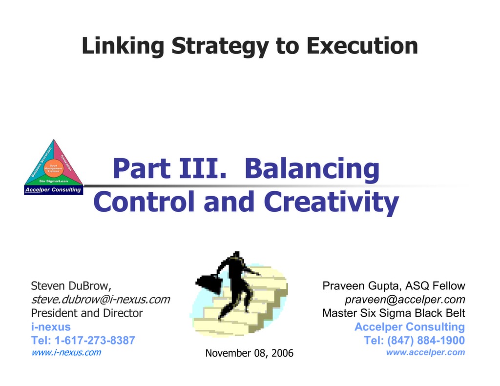Balancing Creativity and Control — ISSSP for Lean Six Sigma