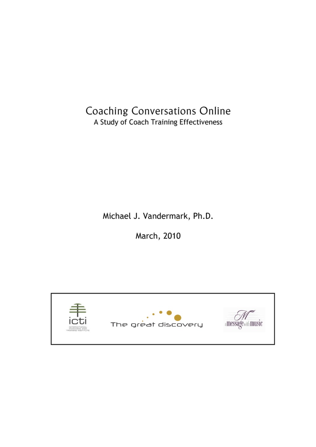 Coaching Conversations Online: A Study of Coach Training Effectiveness ...