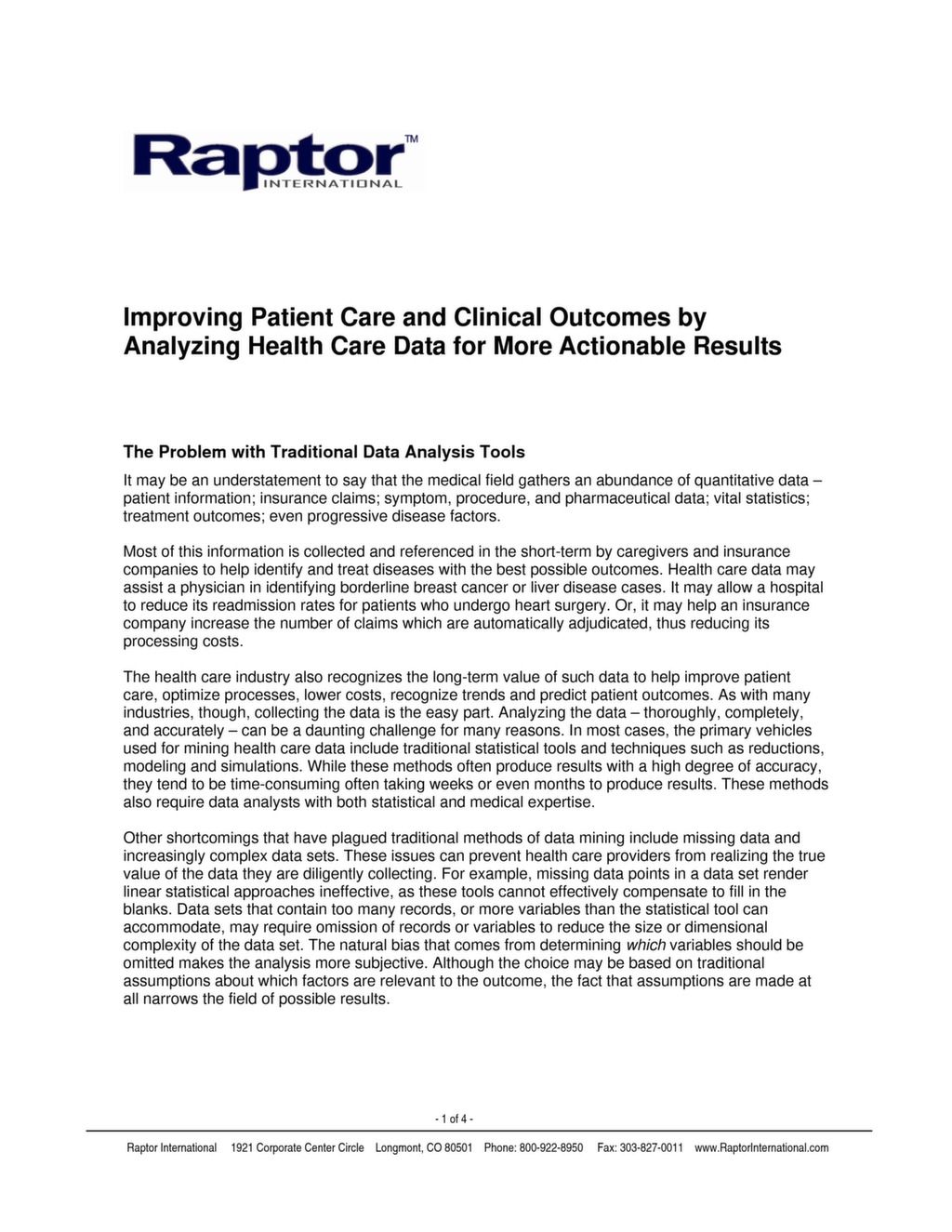 Improving Patient Care and Clinical Outcomes by Analyzing Health Care ...