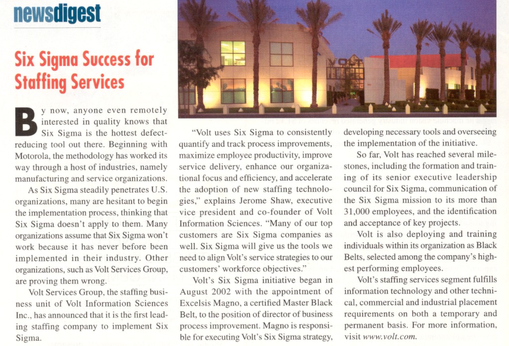 Six Sigma Success For Staffing Services ISSSP For Lean Six Sigma