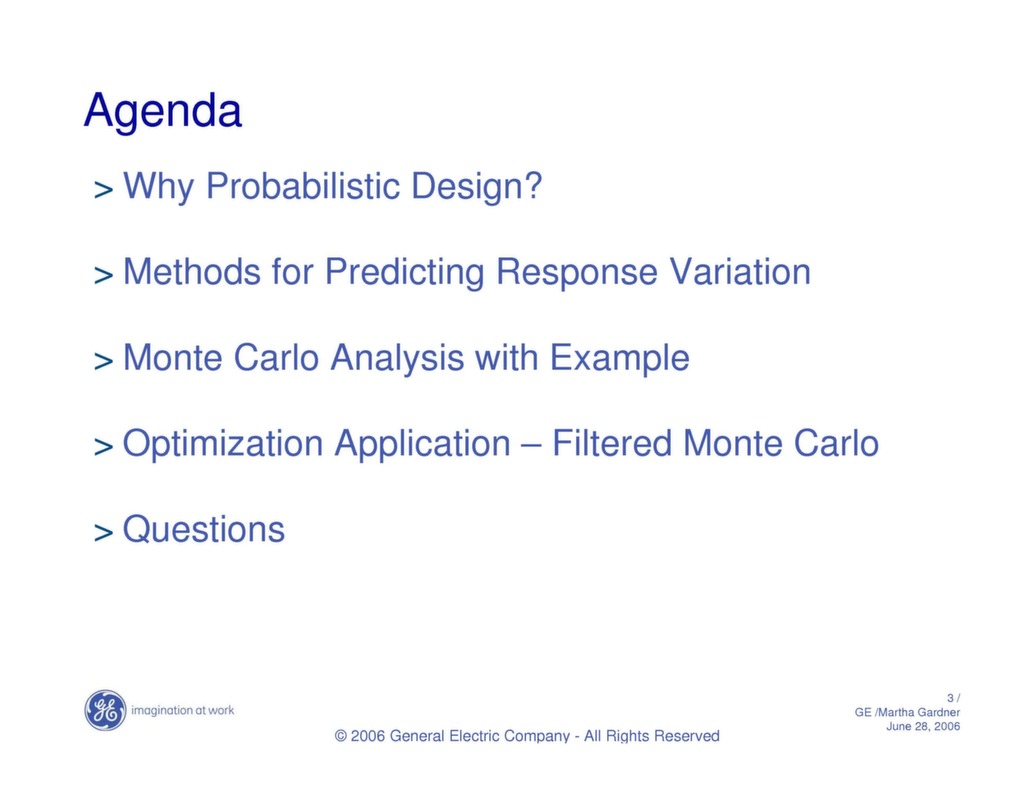 Presentation: DFSS and Monte Carlo Simulation for Probabilistic Design