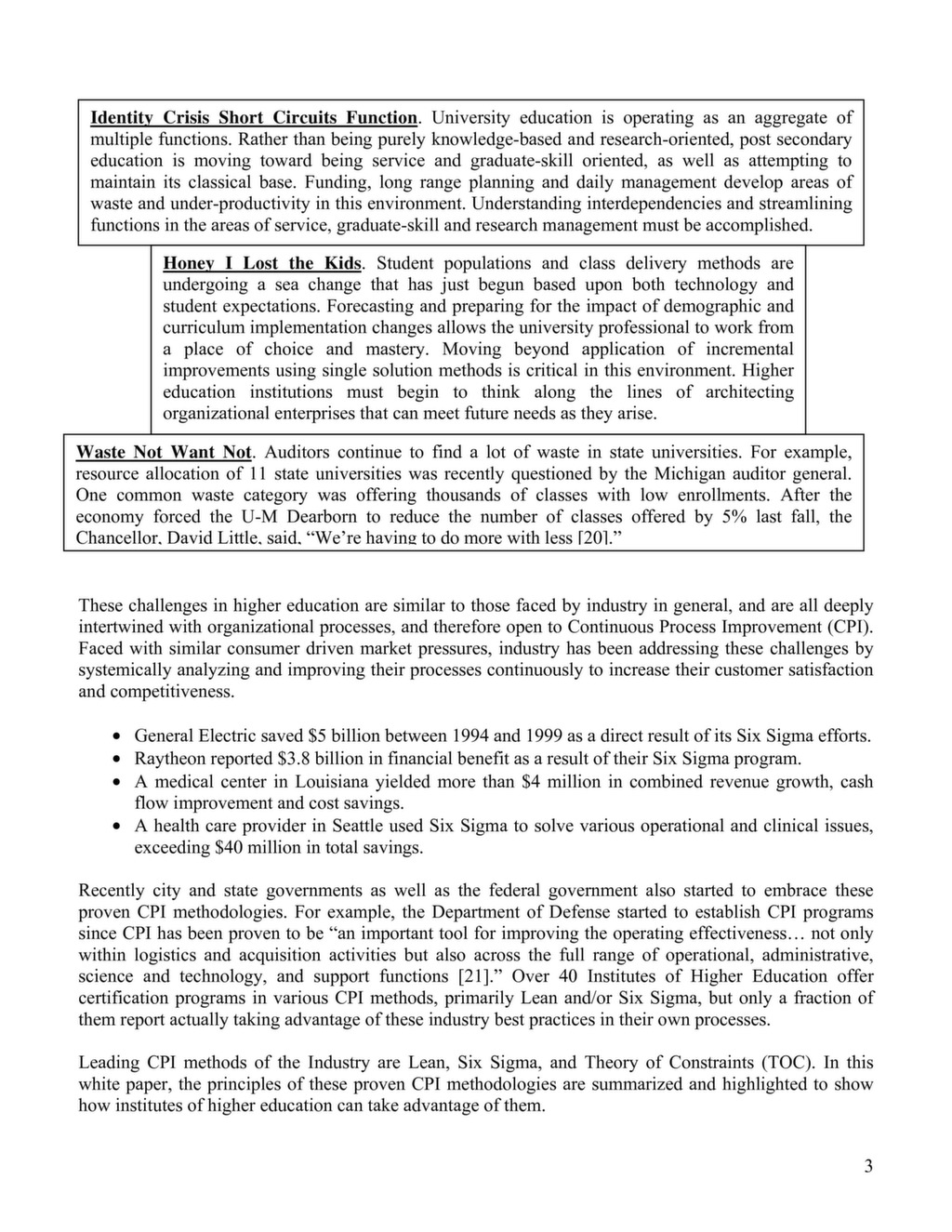 Continuous Process Improvement in Higher Education — ISSSP for Lean Six ...
