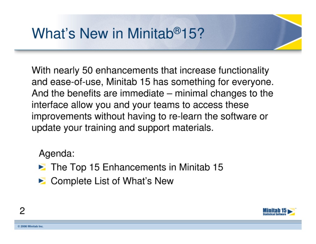 What's New in Minitab 15 — ISSSP for Lean Six Sigma