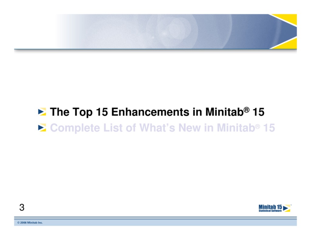 What's New in Minitab 15 — ISSSP for Lean Six Sigma