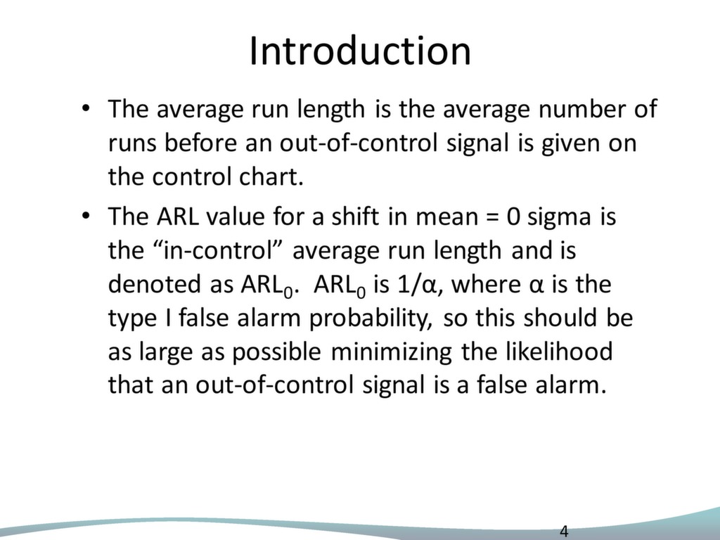 Using Average Run Length to Optimize Advanced Control Charts — ISSSP